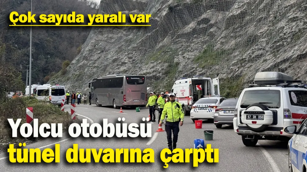 Yolcu otobüsü tünel duvarına çarptı