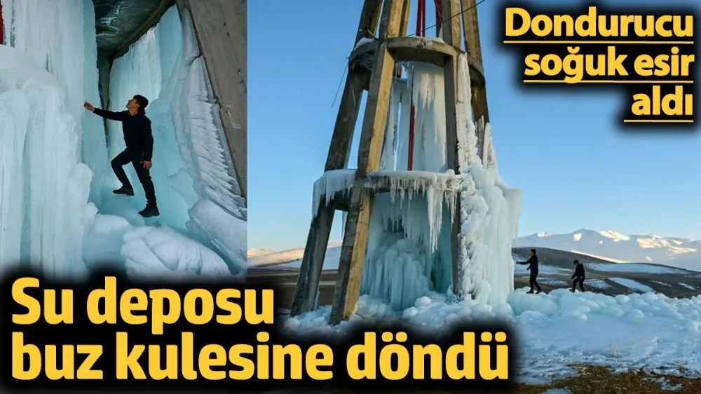 Su deposu buz kulesine döndü. 