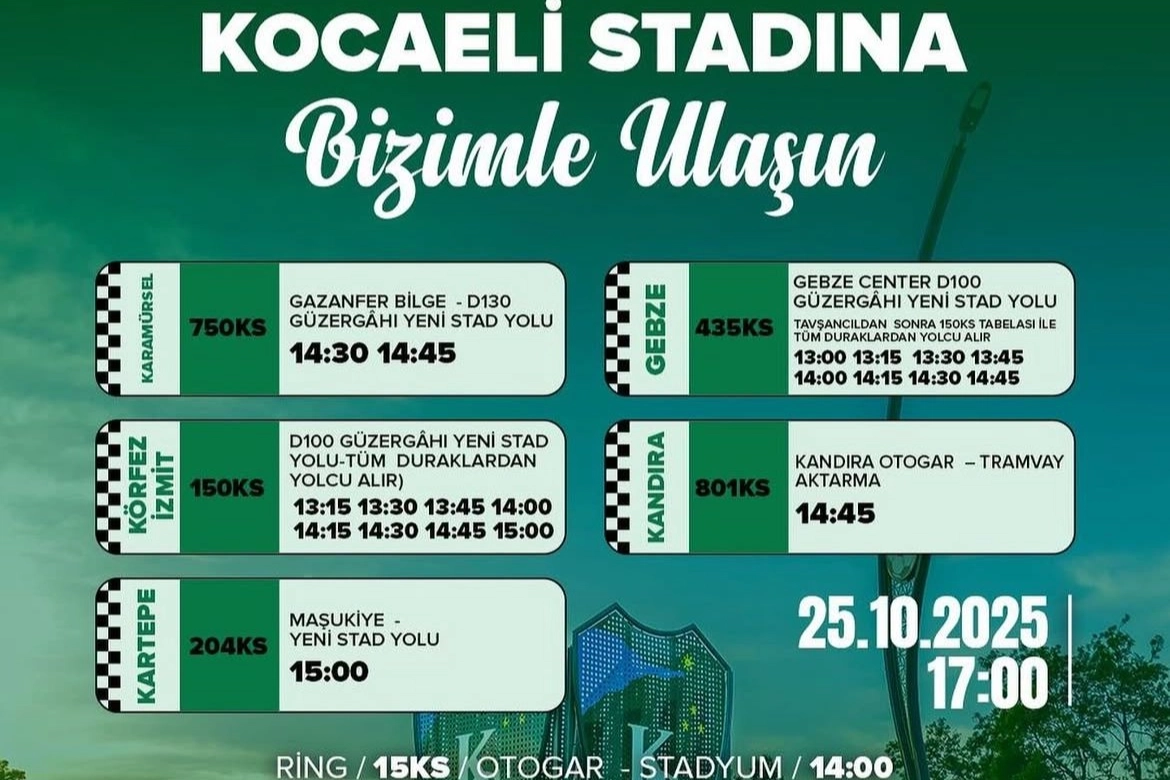 Kocaelispor maçına ulaşım seferberliği