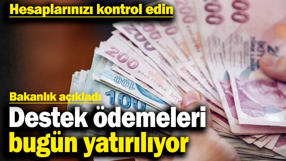 Destek ödemeleri bugün yatırılıyor! 