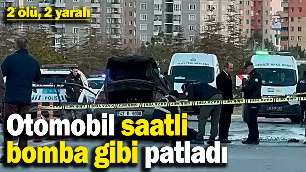 Otomobil saatli bomba gibi patladı! 