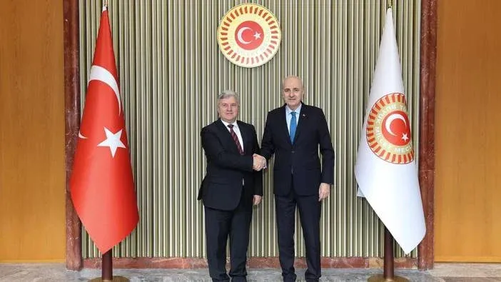 TBMM Başkanı Kurtulmuş, Eski Kuzey Makedonya Cumhurbaşkanı Ivanov ile görüştü