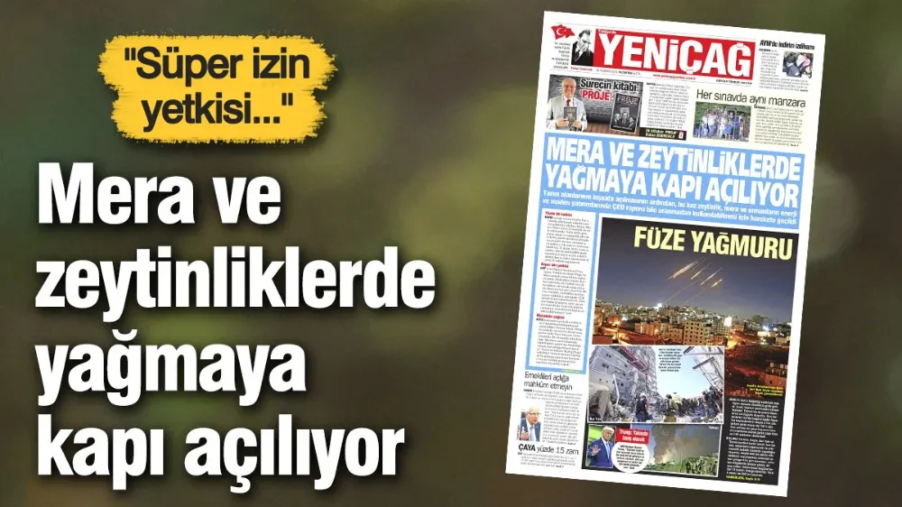 Yeniçağ Gazetesi: Mera ve zeytinliklerde yağmaya kapı açılıyor