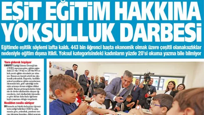Yeniçağ Gazetesi: Eşit eğitim hakkına yoksulluk darbesi