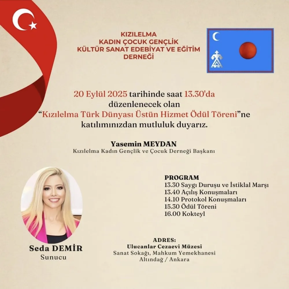 Kızılelma Türk Dünyası Üstün Hizmet Ödül Töreni Ankara’da Düzenlenecek