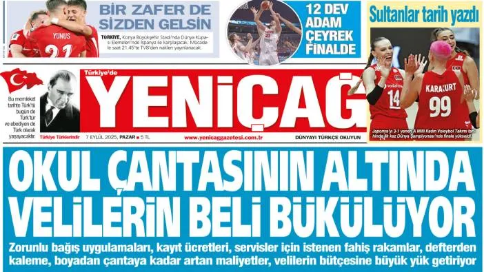 Yeniçağ Gazetesi: Okul çantasının altında velilerin beli bükülüyor